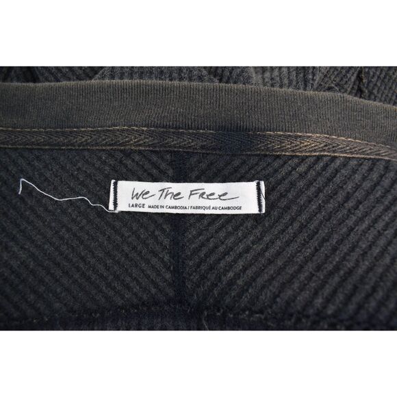 Free People We The Free Thermal Tunic Washed Black Oversized Thumb Holes Large - Picture 4 of 7